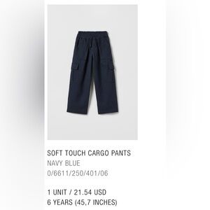Zara (kids) - Soft Touch Cargo Pants Size 6 (kids) - Navy Blue - great condition